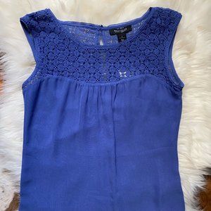 NWT Blue Lace Trim Blouse